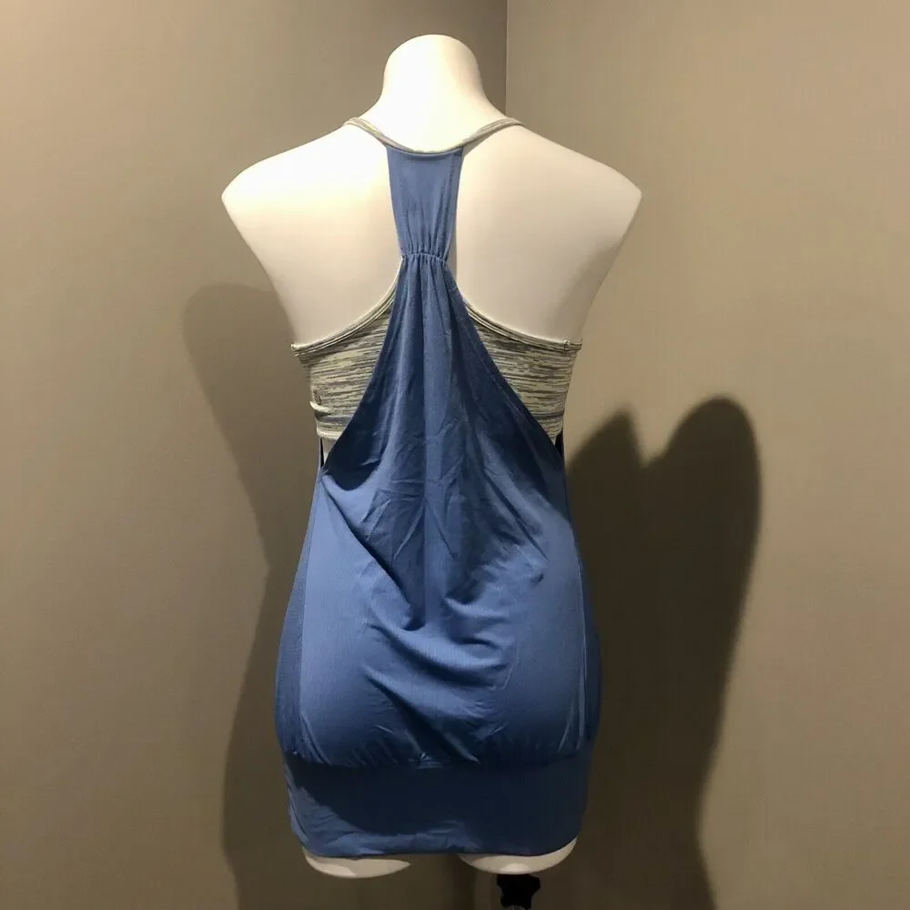 Lululemon Athletica Tank Top 6 Blue W/ Sports Bra Racerback Loose Fit Scoop Neck - Picture 6 of 14